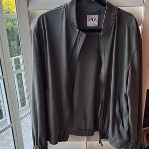 Zara Khaki Green Casual Jacket